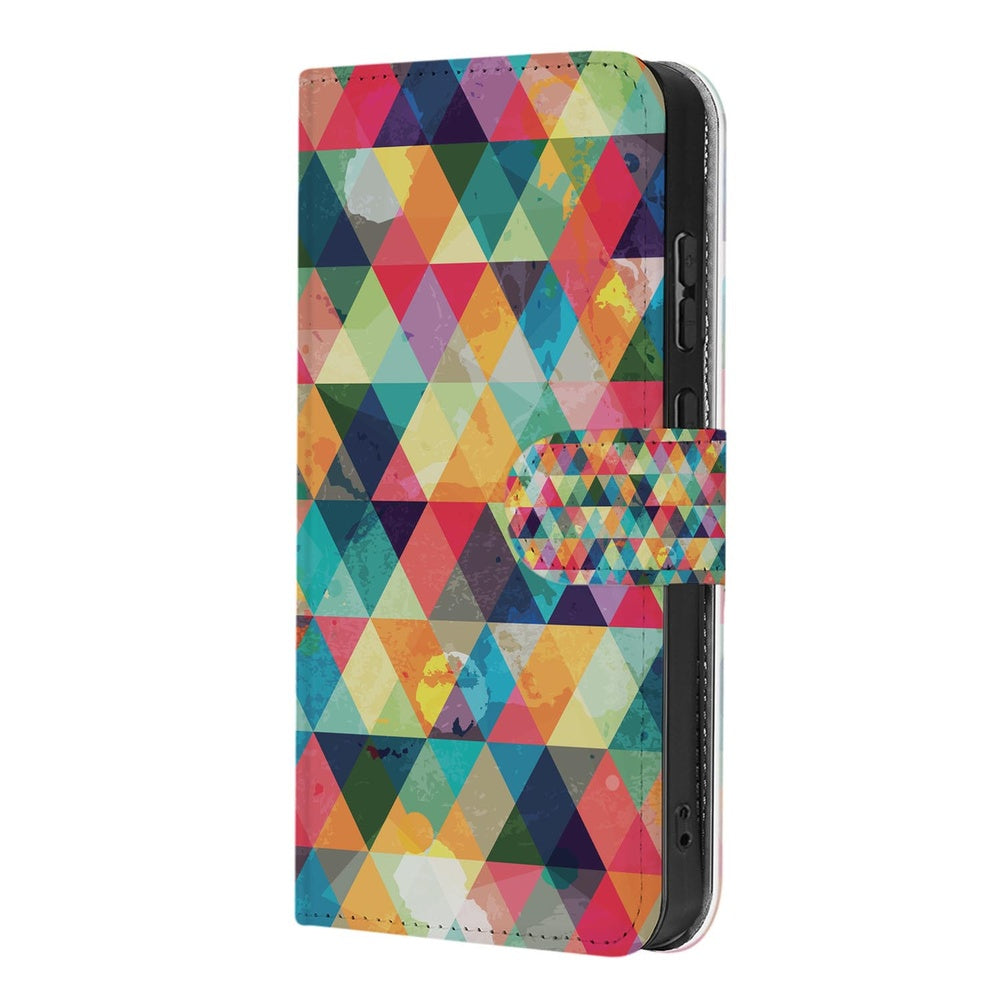 Telefoonhoesje Samsung Galaxy S26 Ultra Geruit met Pasjeshouder in kleurrijk triangulaire print.