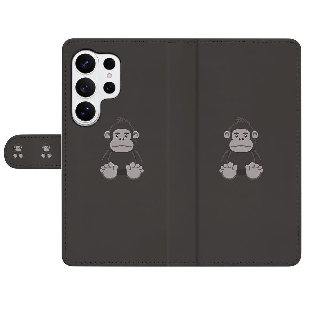Portemonnee hoesje Samsung Galaxy S26 Ultra Gorilla Bruin met Magnetische sluiting met schattige aapjesprint.