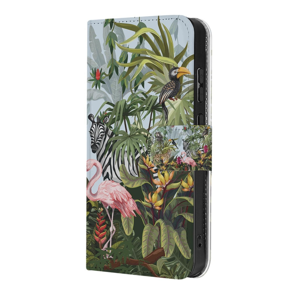 Samsung Galaxy S26 Ultra Hoesje Met Pasjes Jungle Design met Pasjeshouder Vooraanzicht.