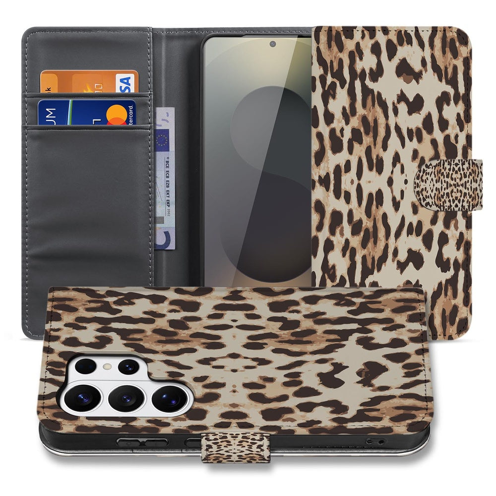 Samsung Galaxy S26 Ultra Book Case Leopard Portemonnee Hoesje Vooraanzicht.
