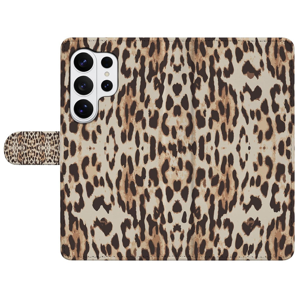 Samsung Galaxy S26 Ultra Book Case Leopard Portemonnee Vooraanzicht.