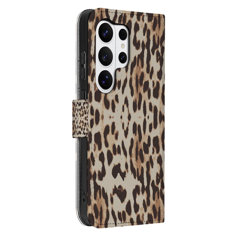 Samsung Galaxy S26 Ultra Book Case Leopard Portemonnee Hoesje Aanzicht.