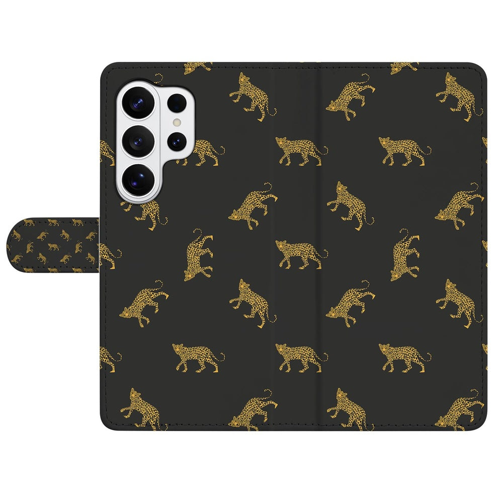 Samsung Galaxy S26 Ultra Telefoonhoesje Met Pasjes Luipaardprint Vooraanzicht.