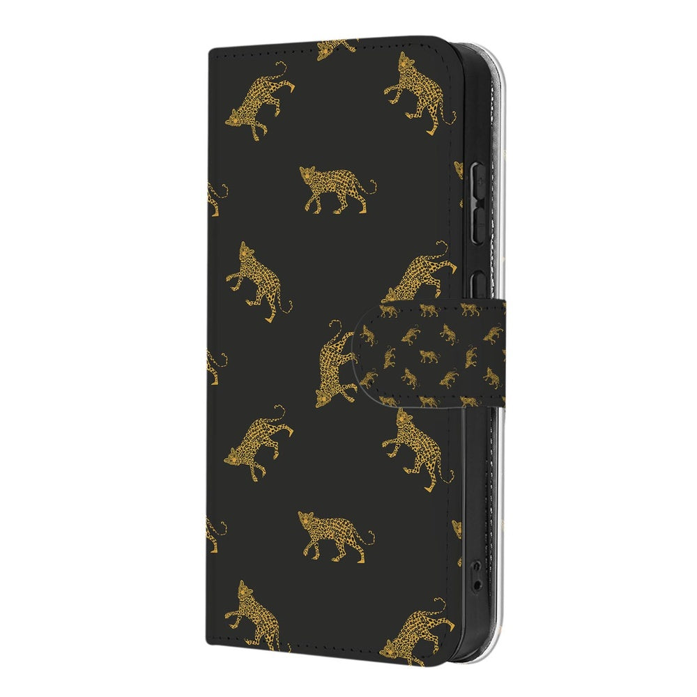Samsung Galaxy S26 Ultra Telefoonhoesje Met Pasjes Luipaardprint Zijkant.
