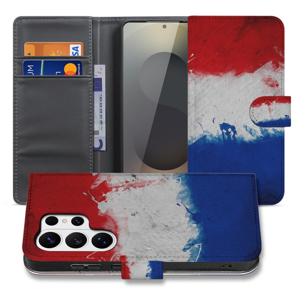 Samsung Galaxy S26 Ultra Bookstyle Case Nederlandse Vlag met Magnetische sluiting Vooraanzicht.