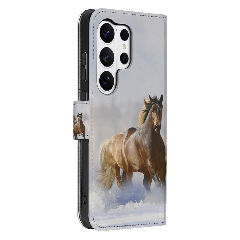 Samsung Galaxy S26 Ultra Book Case Paarden Motief Vooraanzicht.