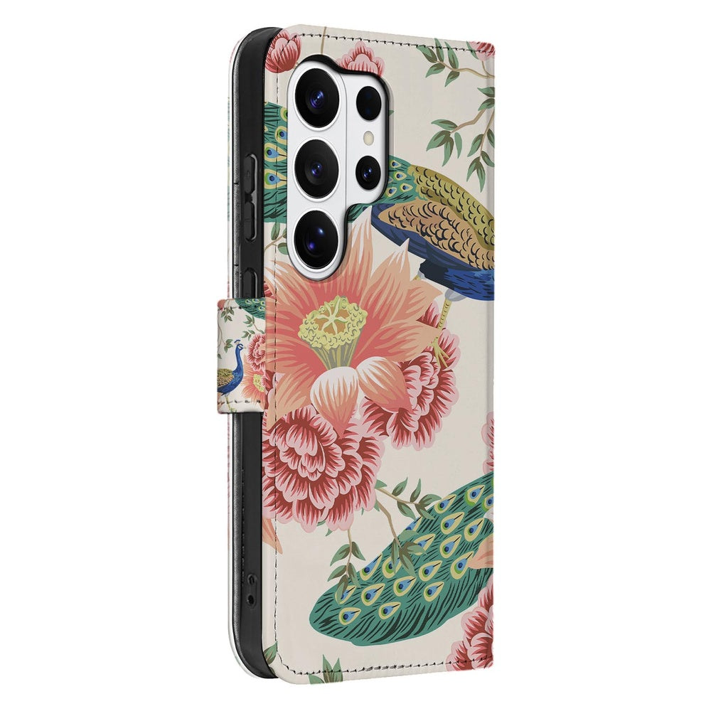 Portemonnee Hoesje Samsung Galaxy S26 Ultra Pink Peacock met Pasjeshouder detail bekijken.