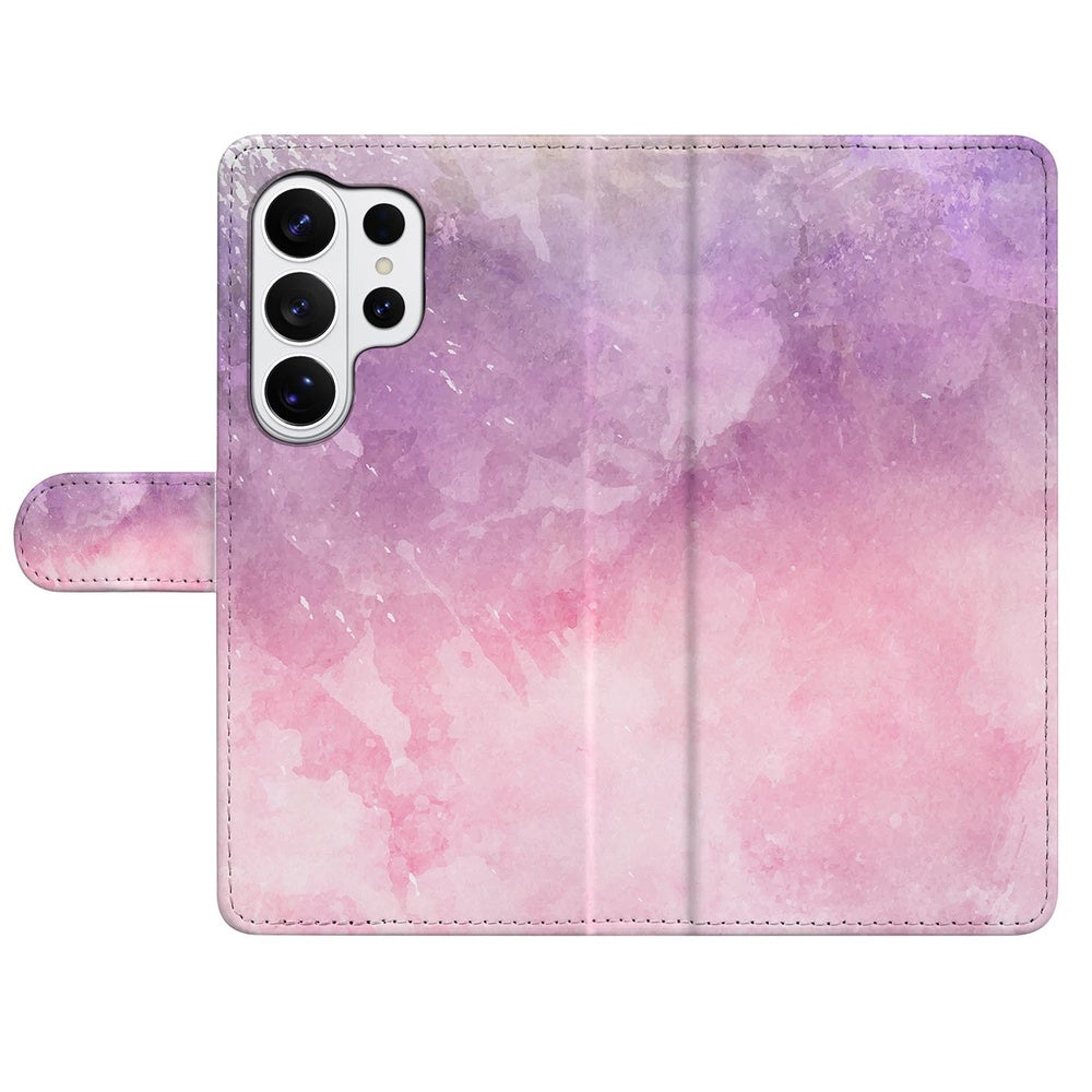Samsung Galaxy S26 Ultra Bookcase Hoesje Roze Paars Paint Portemonnee Hoesje Vooraanzicht.