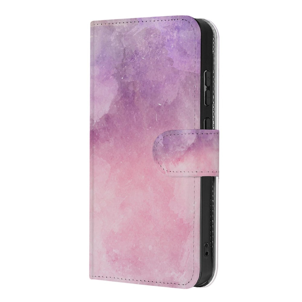 Samsung Galaxy S26 Ultra Bookcase Hoesje Roze Paars Paint Portemonnee Hoesje Roze paars waterverf print vooraanzicht.