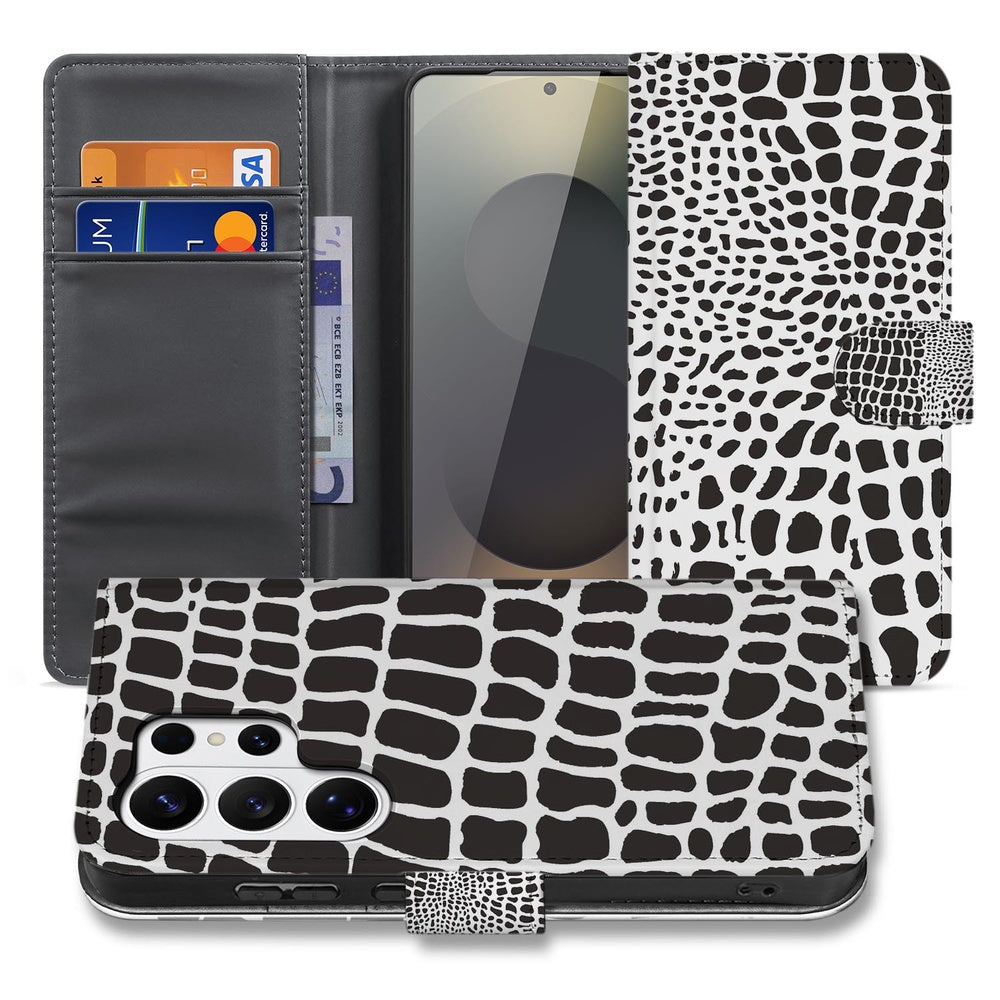 Book Case Samsung Galaxy S26 Ultra Slangenprint met Magnetische sluiting vooraanzicht.
