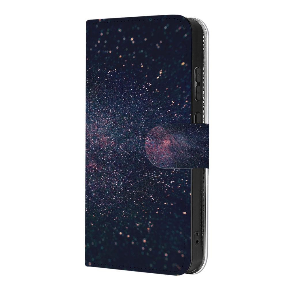Book Case Samsung Galaxy S26 Ultra Paars Blauw Glitter Sterren Portemonnee Hoesje detail.