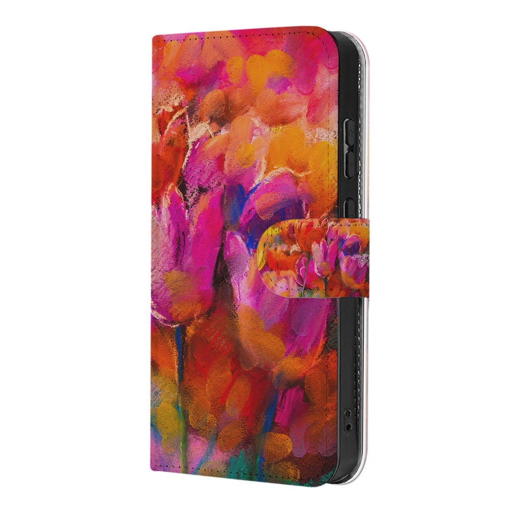 Samsung Galaxy S26 Ultra Bookcase Hoesje Tulips met Magnetische sluiting detailzijde.