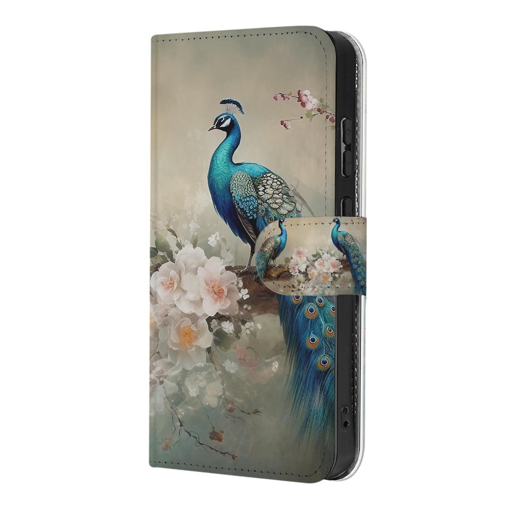 Telefoonhoesje Met Pasjes Vintage Pauw Design Samsung Galaxy S26 Ultra met Pasjeshouder detail.