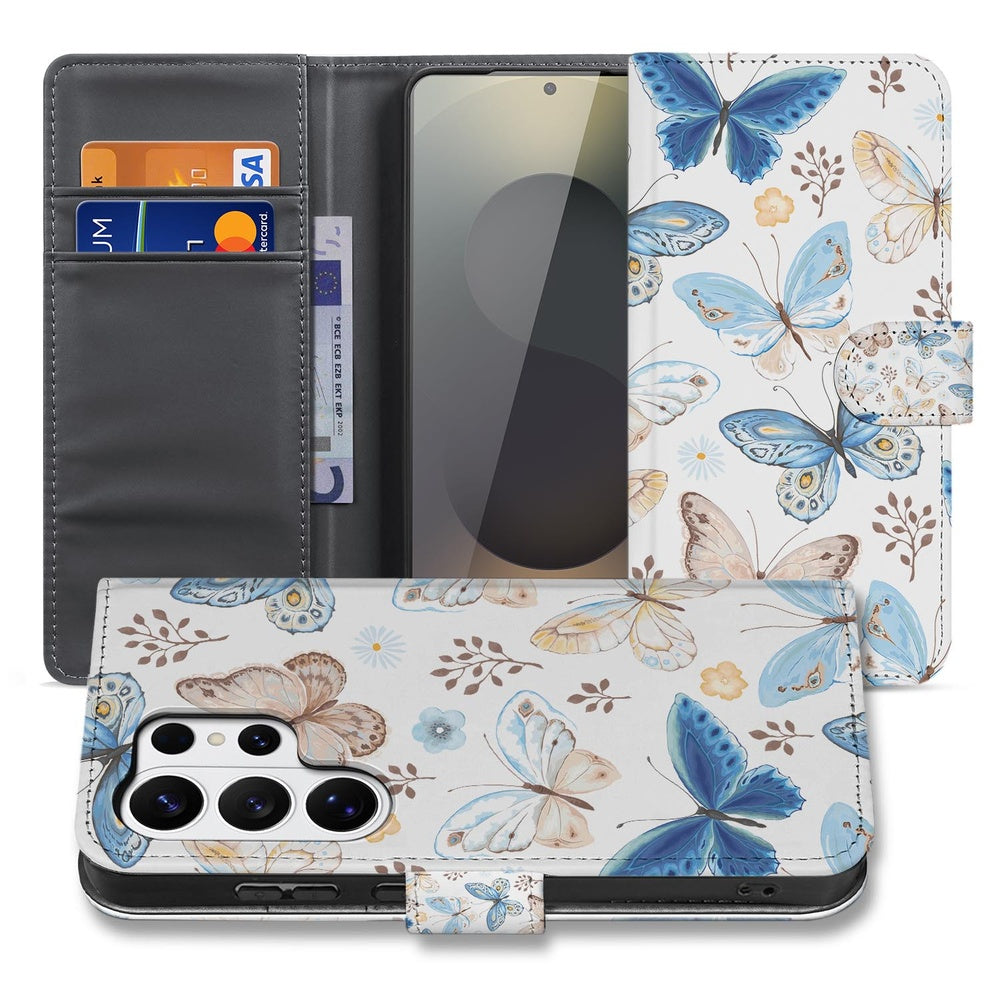 Samsung Galaxy S26 Ultra Vlinder Wallet Hoesje Portemonnee Hoesje Vlinderpatroon detailaanzicht.