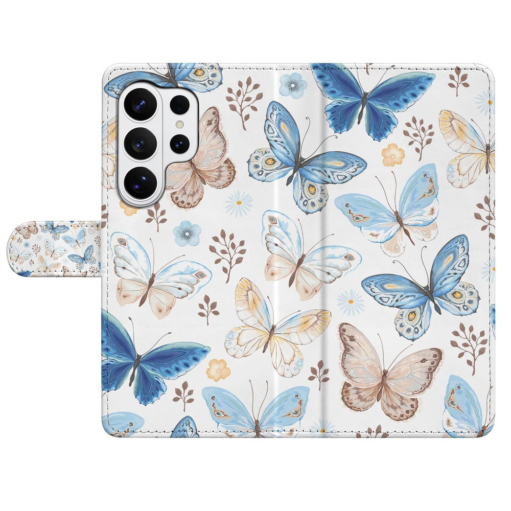 Samsung Galaxy S26 Ultra Vlinder Wallet Hoesje Portemonnee Hoesje Vlinderpatroon vooraanzicht.
