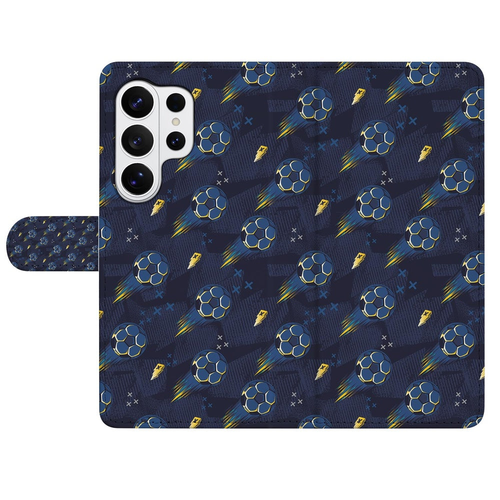 Samsung Galaxy S26 Ultra Hoesje Voetbal Design met Magnetische sluiting Vooraanzicht.
