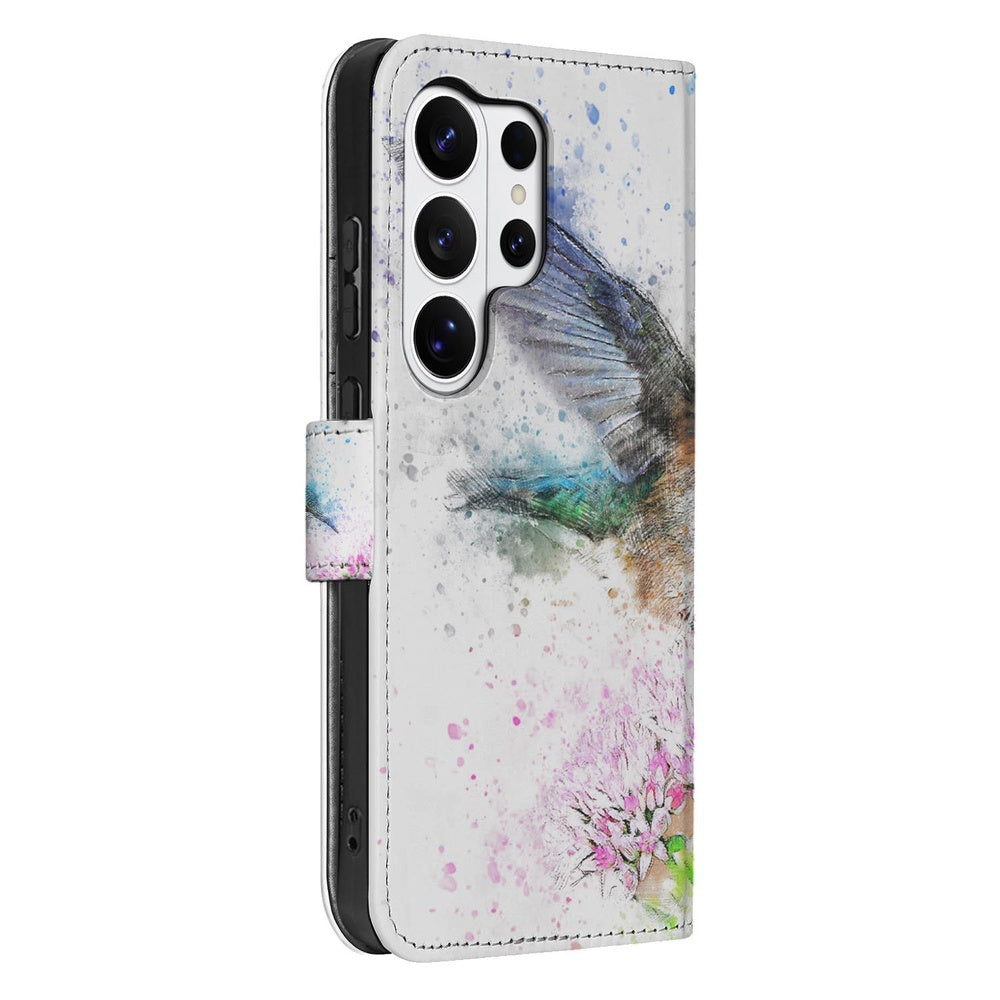 Samsung Galaxy S26 Ultra Portemonneehoes Vogel Print met Pasjeshouder Aanzicht.