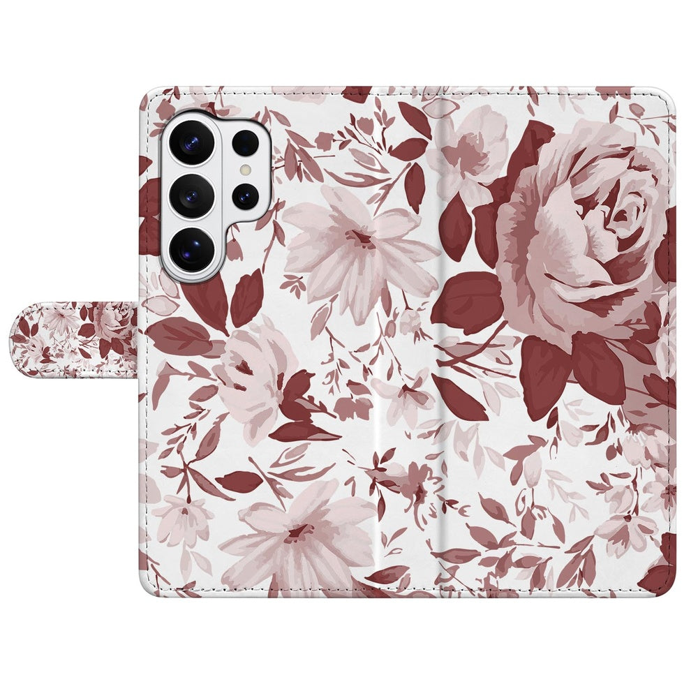 Book Case Samsung Galaxy S26 Ultra Watercolor Flowers met Magnetische sluiting Aanzicht van voren.