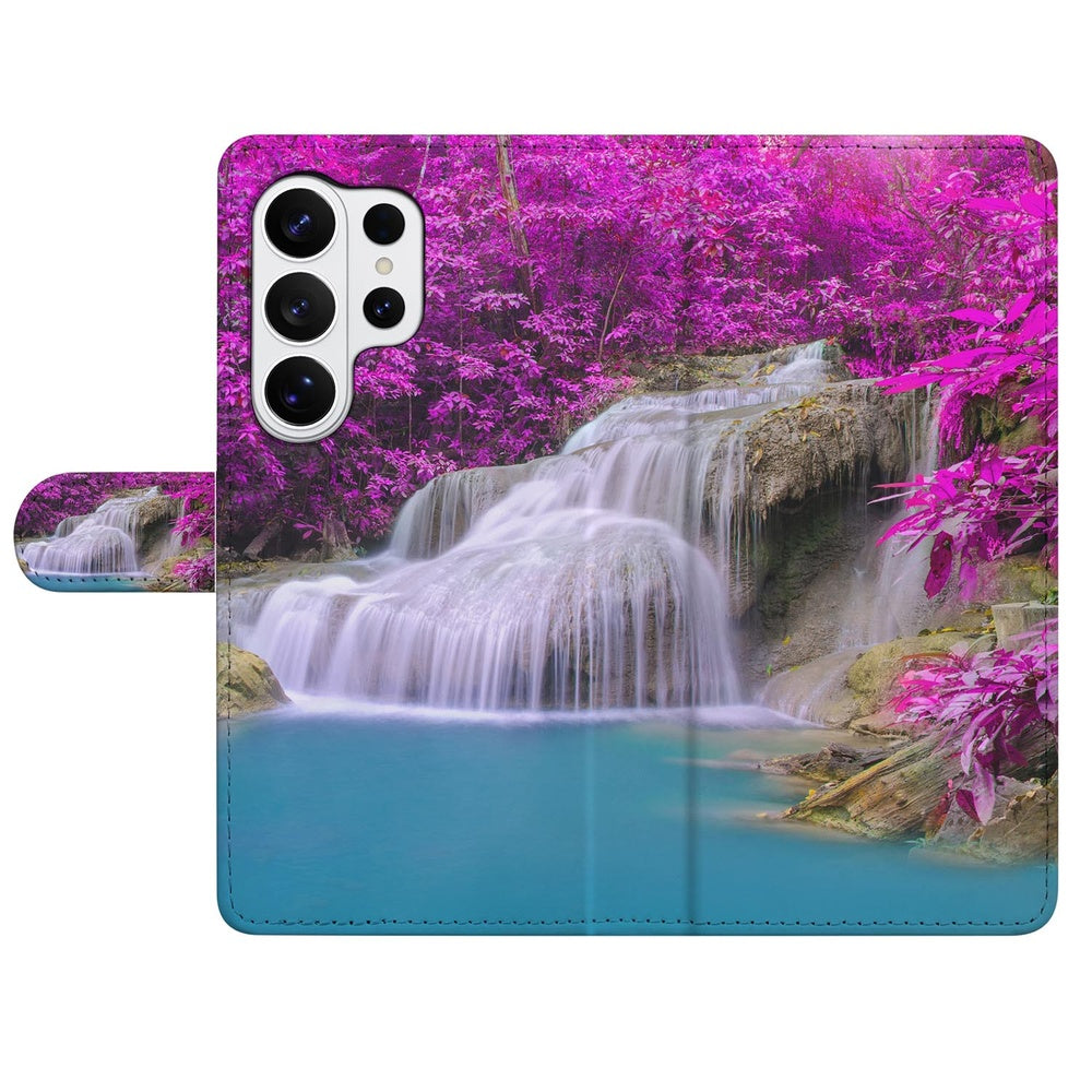 Portemonnee Hoesje Samsung Galaxy S26 Ultra Waterval Paars met Pasjeshouder Vooraanzicht.