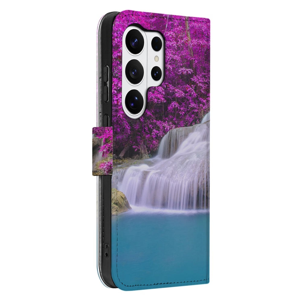 Portemonnee Hoesje Samsung Galaxy S26 Ultra Waterval Paars met Pasjeshouder Vooraanzicht.