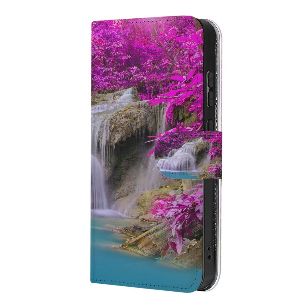 Portemonnee Hoesje Samsung Galaxy S26 Ultra Waterval Paars met Pasjeshouder Vooraanzicht.