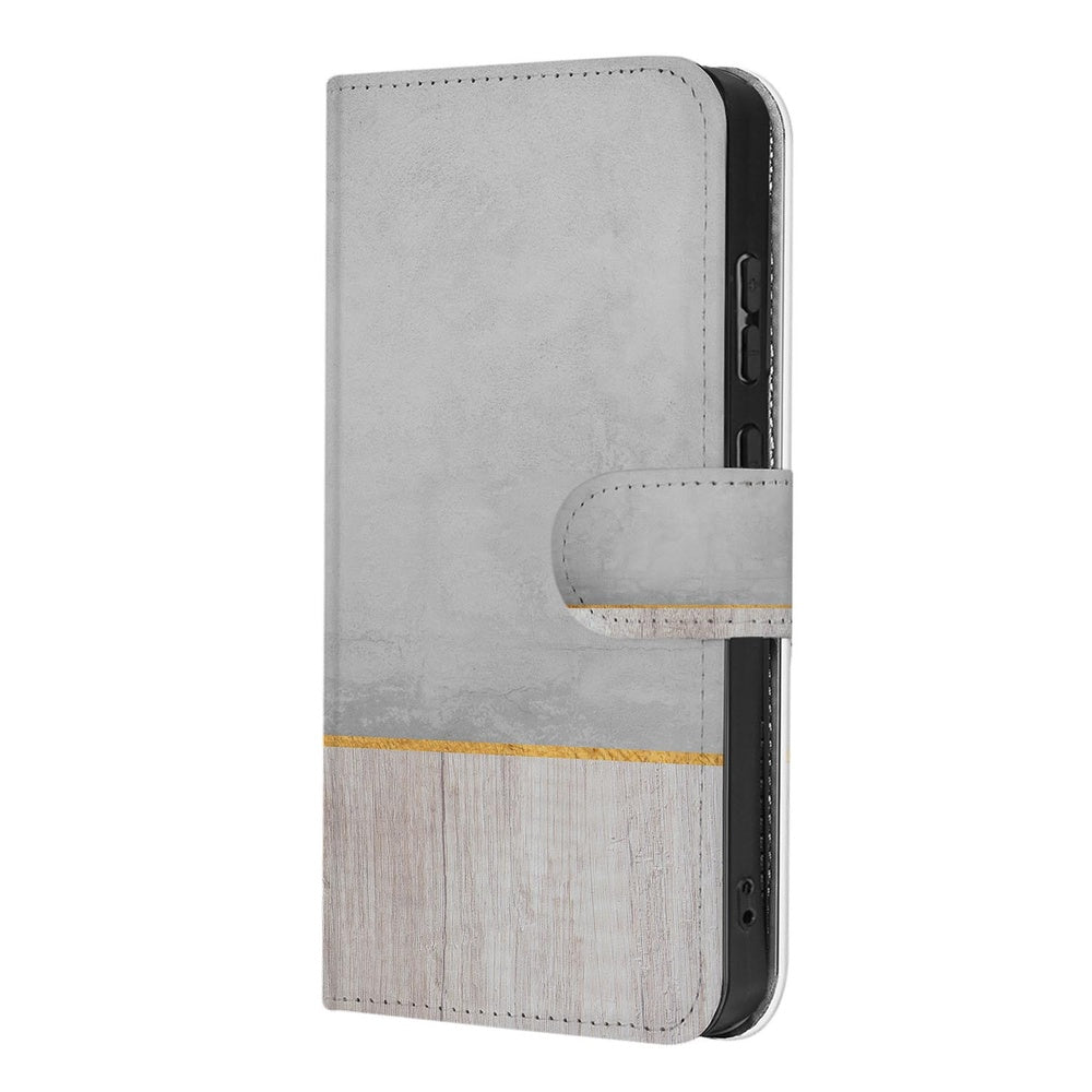 Book Case Samsung Galaxy S26 Ultra Wood Concrete Portemonnee Hoesje detailweergave.
