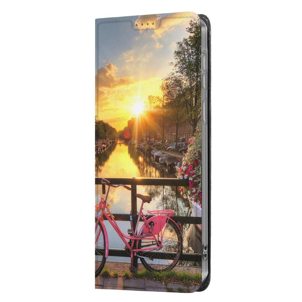 Samsung Galaxy S26 Ultra Telefoonhoesje Amsterdamse Grachten detail fiets ondergang zon grachten.