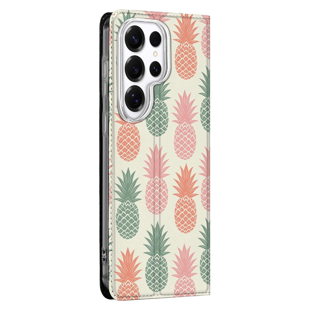 Samsung Galaxy S26 Ultra Book Wallet Case Ananas design ananas vooraanzicht.
