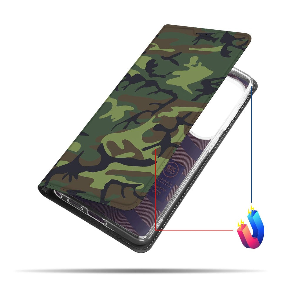 Samsung Galaxy S26 Ultra Flip Style Cover Army Dark detail zicht.
