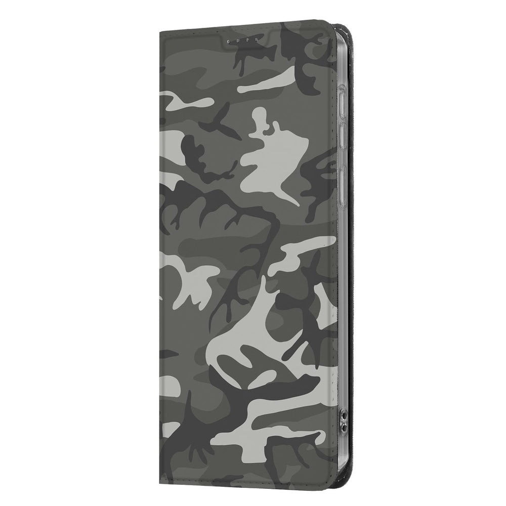 Samsung Galaxy S26 Ultra Standcase Hoesje Army Light camo design vooraanzicht.