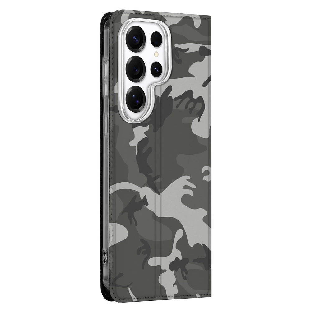 Samsung Galaxy S26 Ultra Standcase Hoesje Army Light Army Light print zijaanzicht.