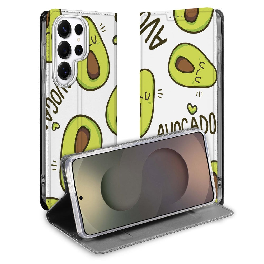 Samsung Galaxy S26 Ultra Smart Cover Hoesje Avocado Singing Avocado design vooraanzicht.