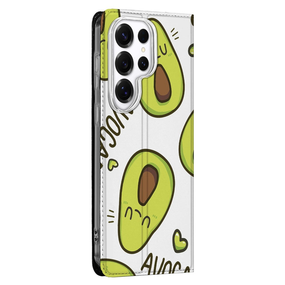 Samsung Galaxy S26 Ultra Smart Cover Hoesje Avocado Singing Avocado design zijkant.