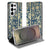 Samsung Galaxy S26 Ultra Bookcase Beige Flowers voorkant met beige bloemendessin op donkerblauwe achtergrond.