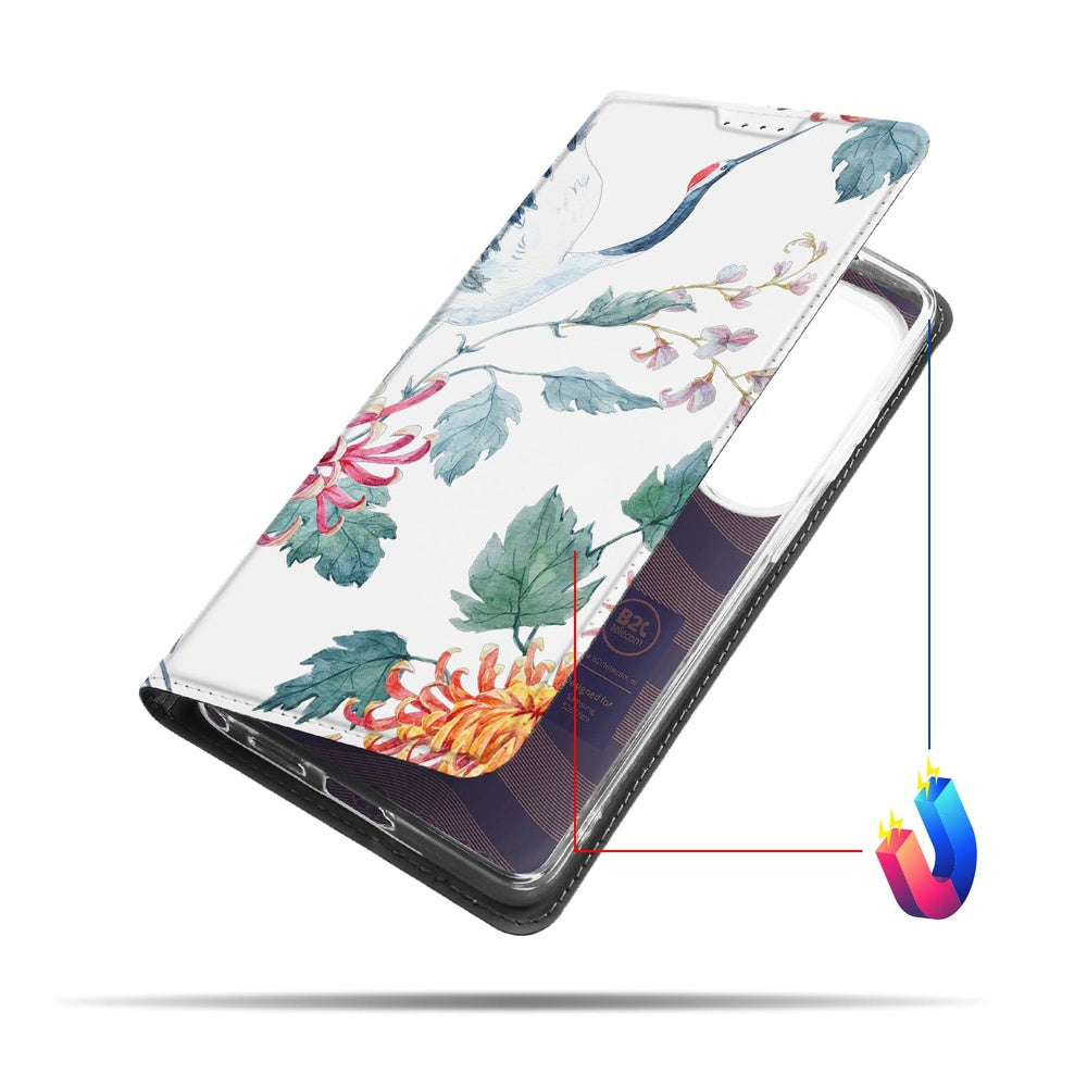 Samsung Galaxy S26 Ultra Flip Style Cover Bird Flowers voorkant detail.