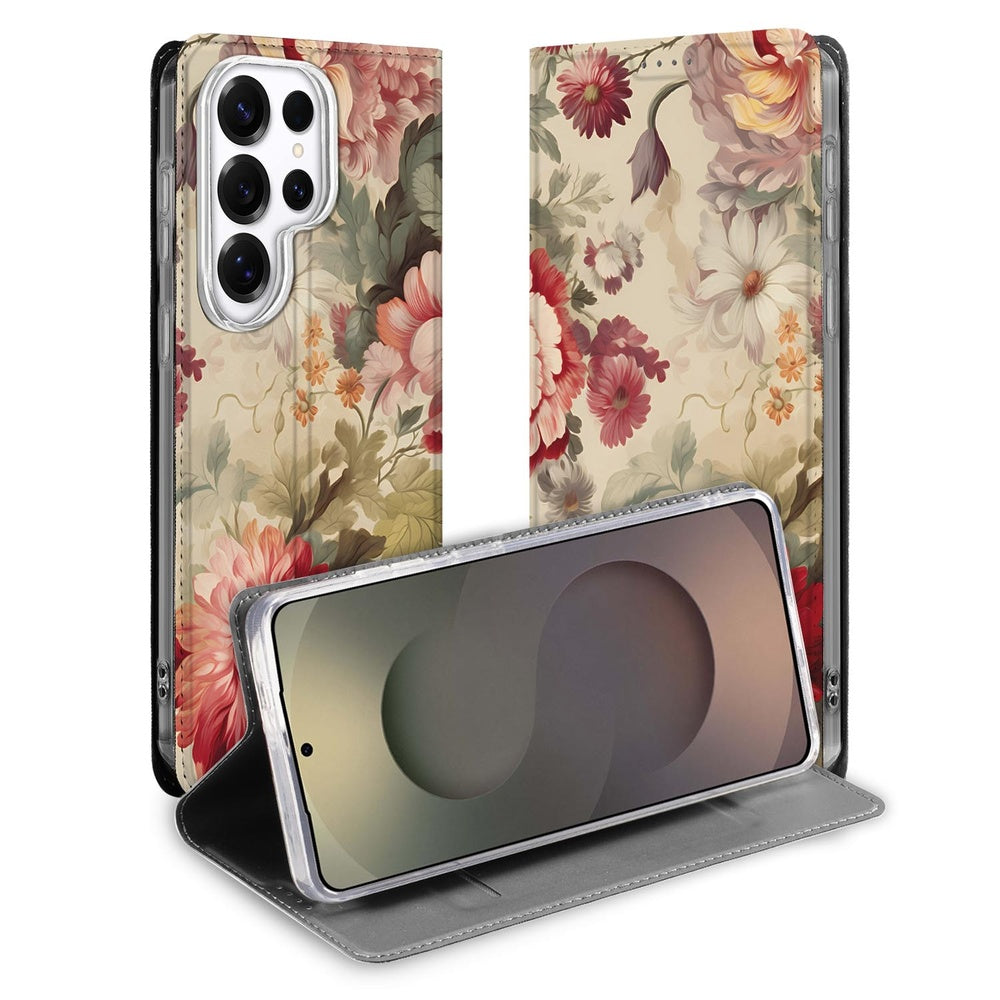 Samsung Galaxy S26 Ultra Book Cover Bloemen detail aanzicht.