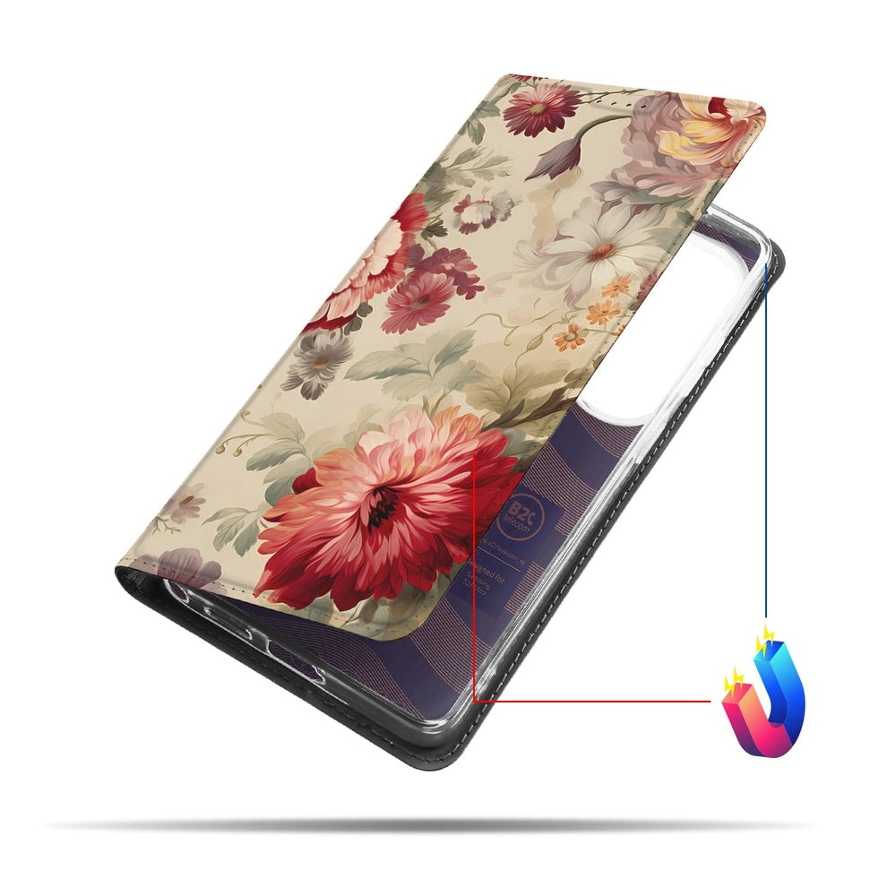 Samsung Galaxy S26 Ultra Book Cover Bloemen bloemenontwerp vooraanzicht.