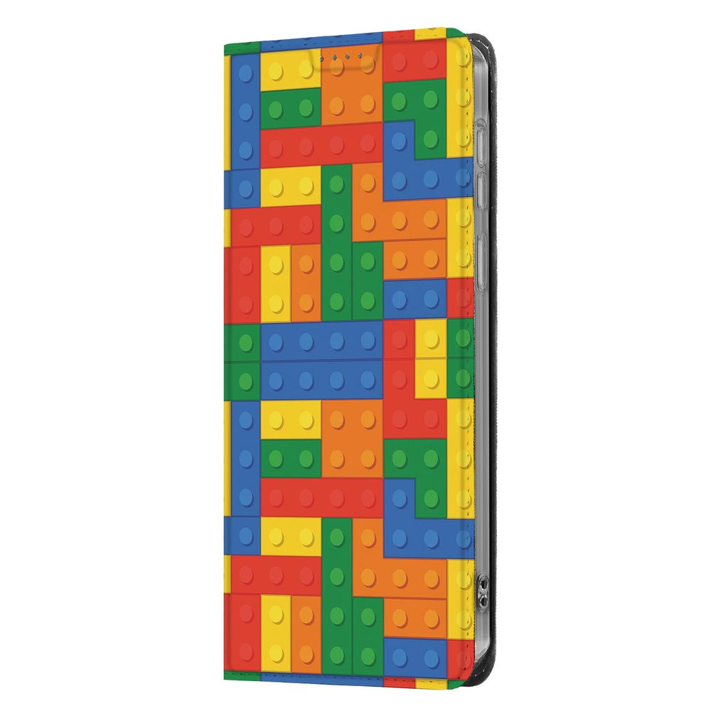Samsung Galaxy S26 Ultra Bookcase Blokken kleurrijk blokkenpatroon zijaanzicht.