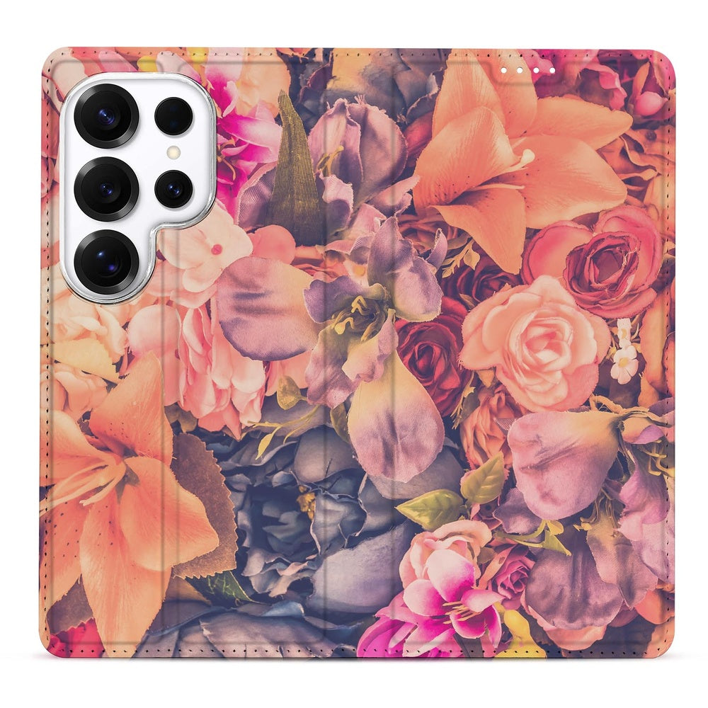 Samsung Galaxy S26 Ultra Book Wallet Case Bosje Bloemen Vooraanzicht.