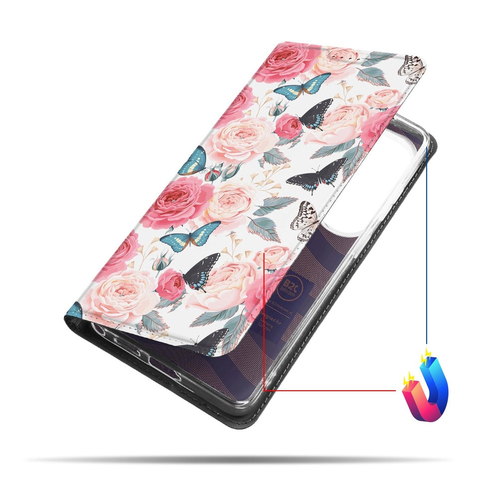 Samsung Galaxy S26 Ultra Standcase Hoesje Butterfly Roses Vooraanzicht.