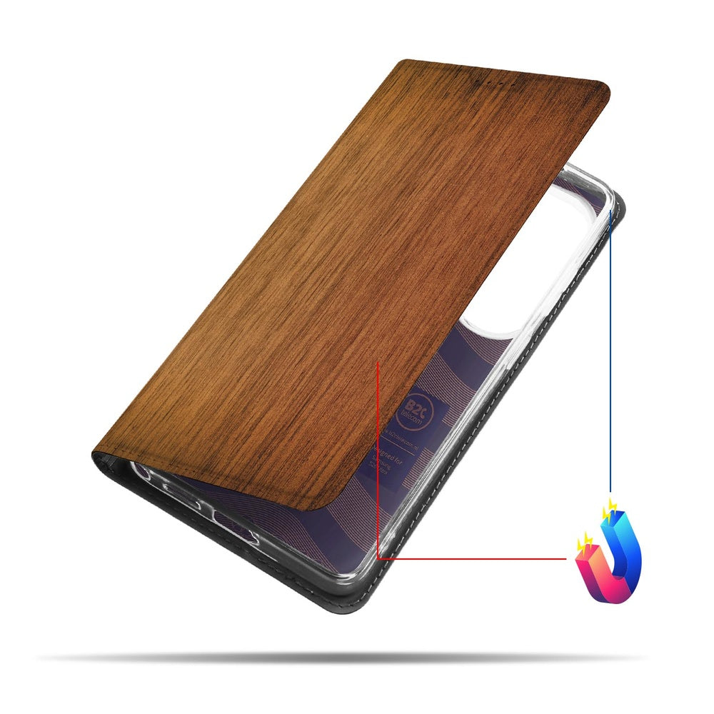 Samsung Galaxy S26 Ultra Smart Cover Hoesje Donker Hout Vooraanzicht.