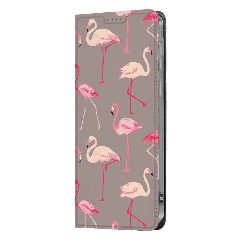 Samsung Galaxy S26 Ultra Book Case Flamingo, Standcase, Flamingo print, Aanzicht zijkant.