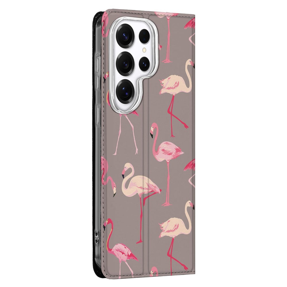 Samsung Galaxy S26 Ultra Book Case Flamingo flamingo design vooraanzicht.