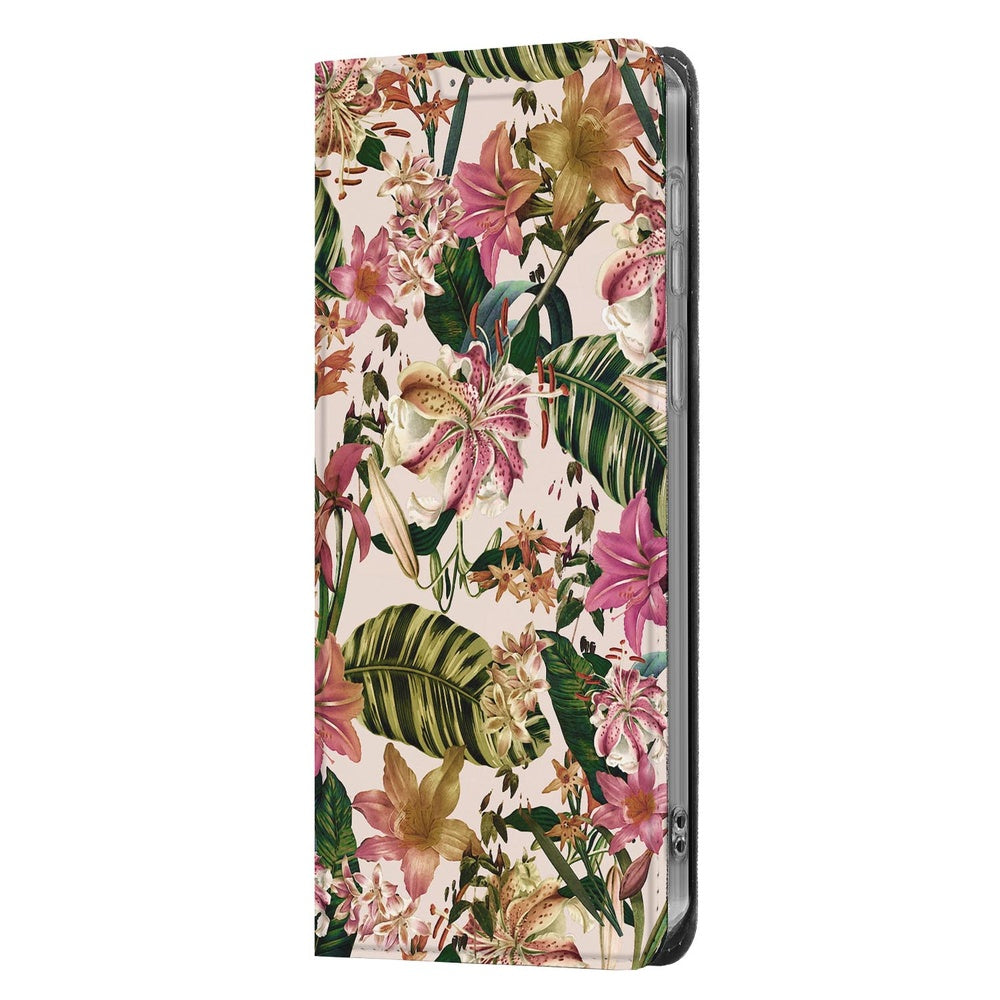 Samsung Galaxy S26 Ultra Book Case Flowers bloemen ontwerp zijkant.