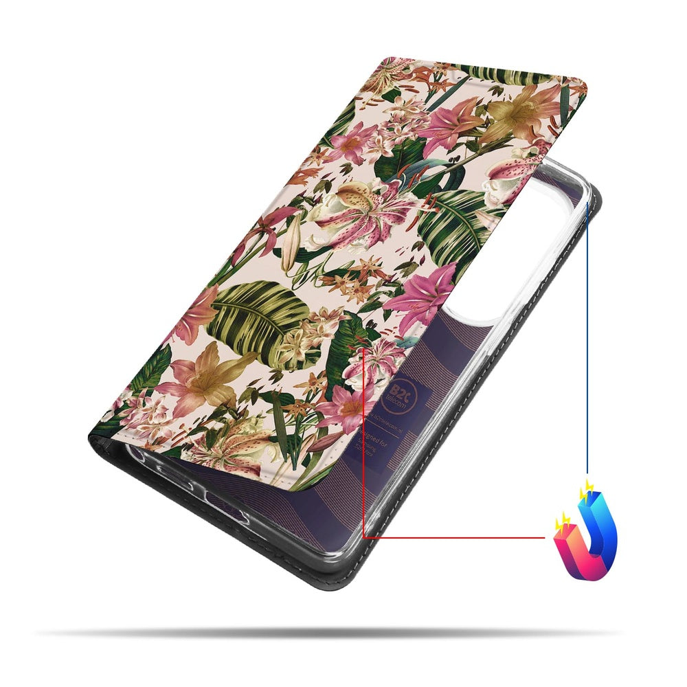 Samsung Galaxy S26 Ultra Book Case Flowers bloemen design vooraanzicht.