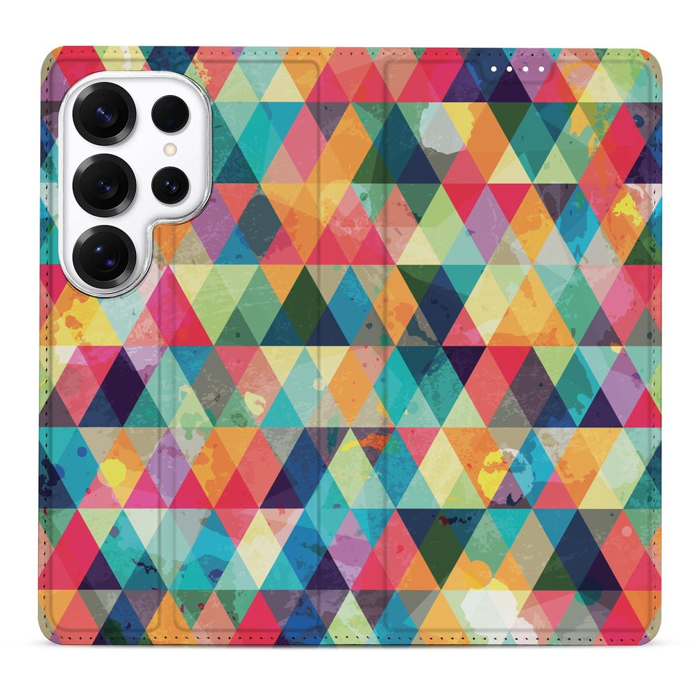 Samsung Galaxy S26 Ultra Telefoonhoesje Geometrisch design ruitjes vooraanzicht.