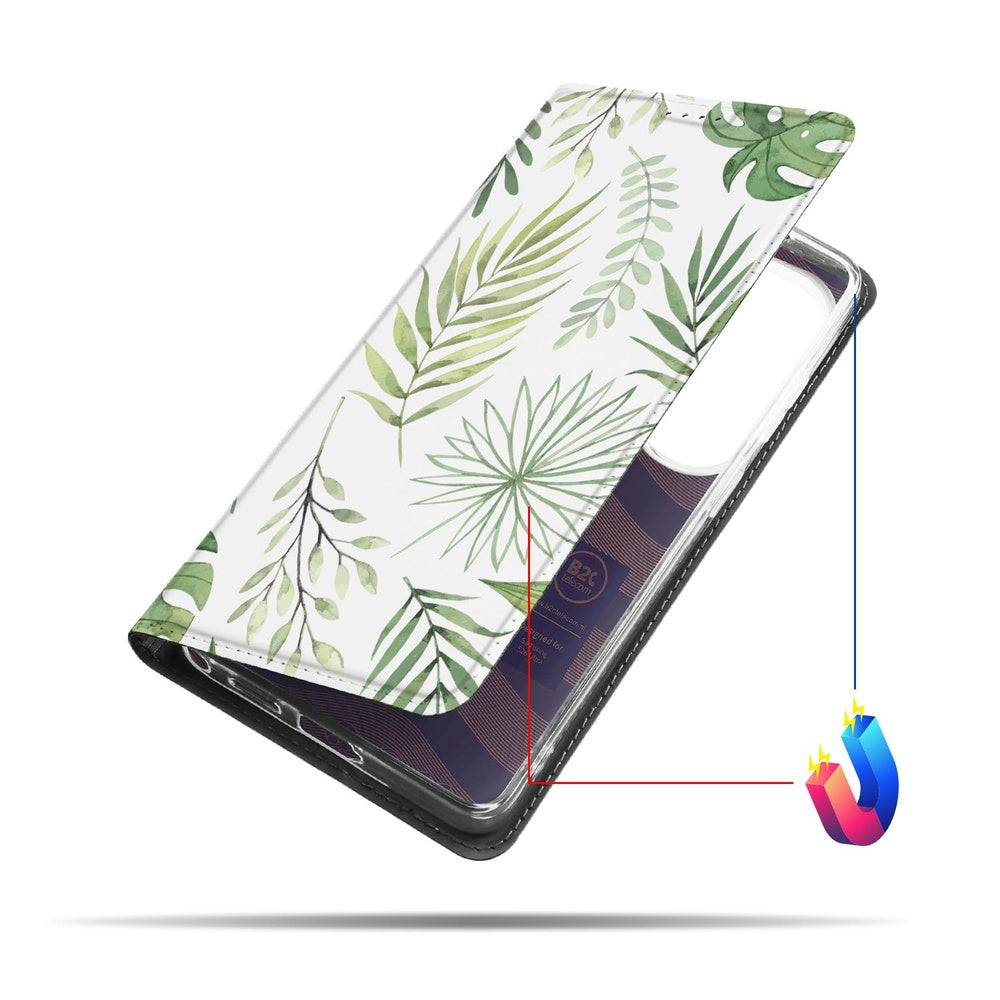 Samsung Galaxy S26 Ultra Book Wallet Case Leaves Vooraanzicht.