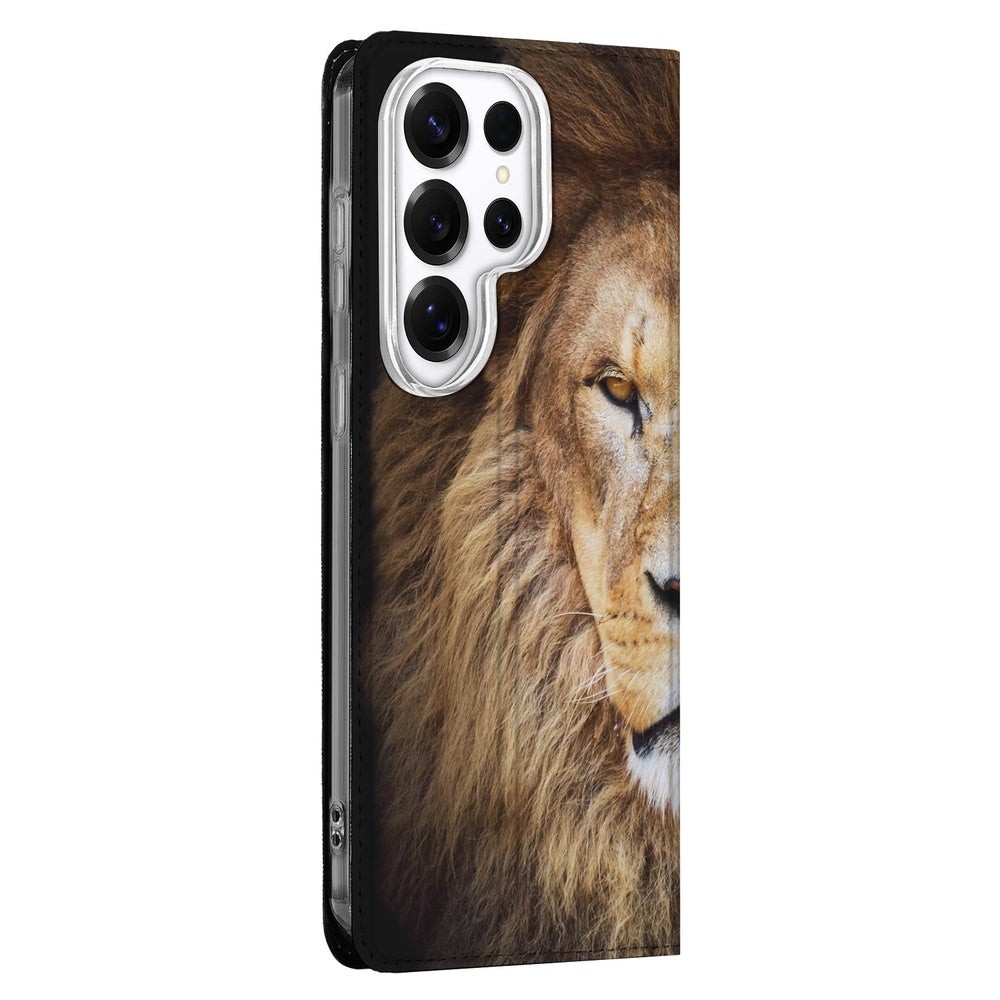 Samsung Galaxy S26 Ultra Book Wallet Case Leeuw Aanzicht 1.