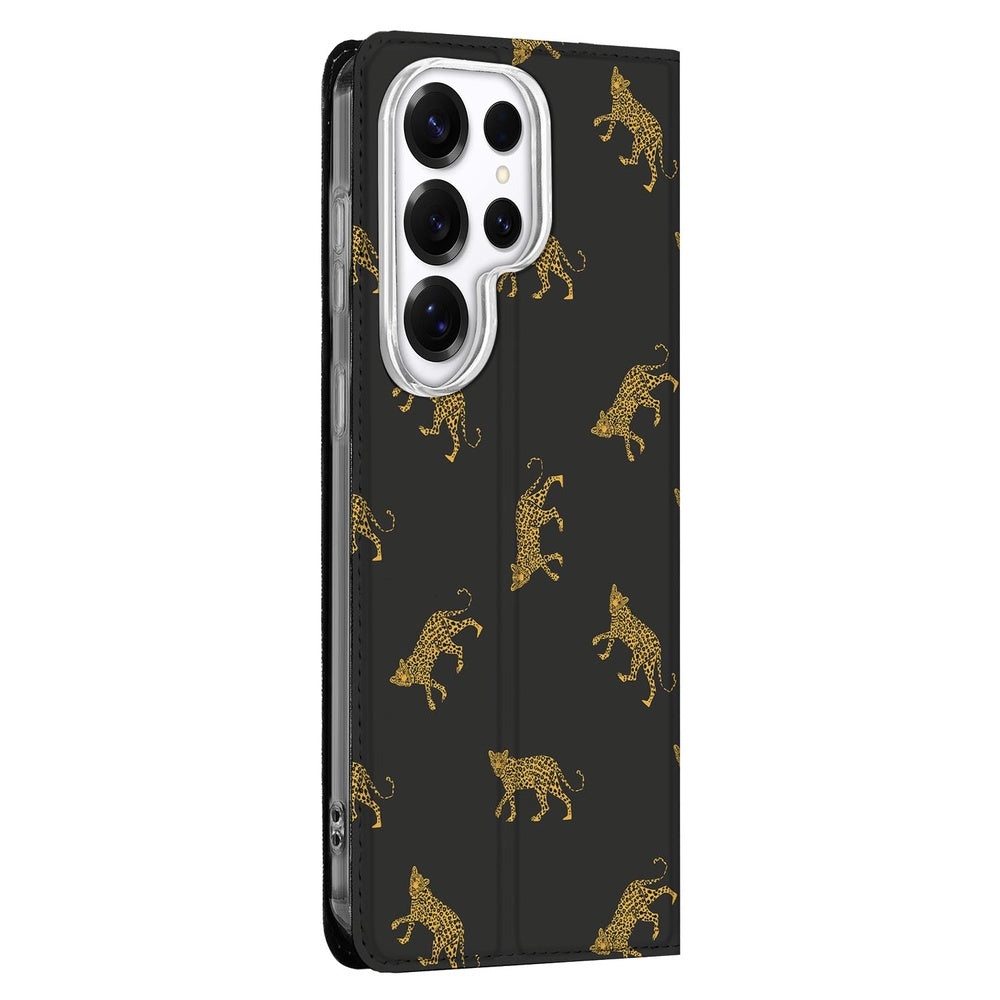 Samsung Galaxy S26 Ultra Book Cover Leopards Vooraanzicht.