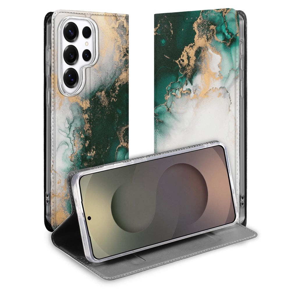 Samsung Galaxy S26 Ultra Telefoonhoesje Marmer Groen Voorzijde.